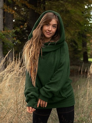 Helixx retractable hooded long sweater Army green